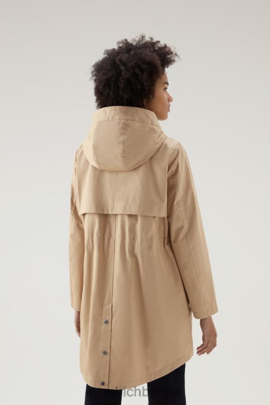 heb een zomerparka van puur katoen Woolrich vrouwen 8TTN036 veer beige kleding