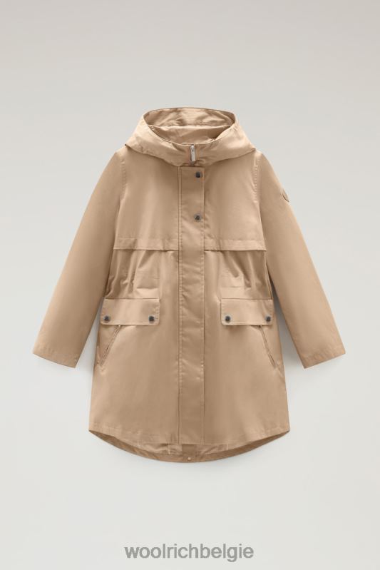 heb een zomerparka van puur katoen Woolrich vrouwen 8TTN036 veer beige kleding