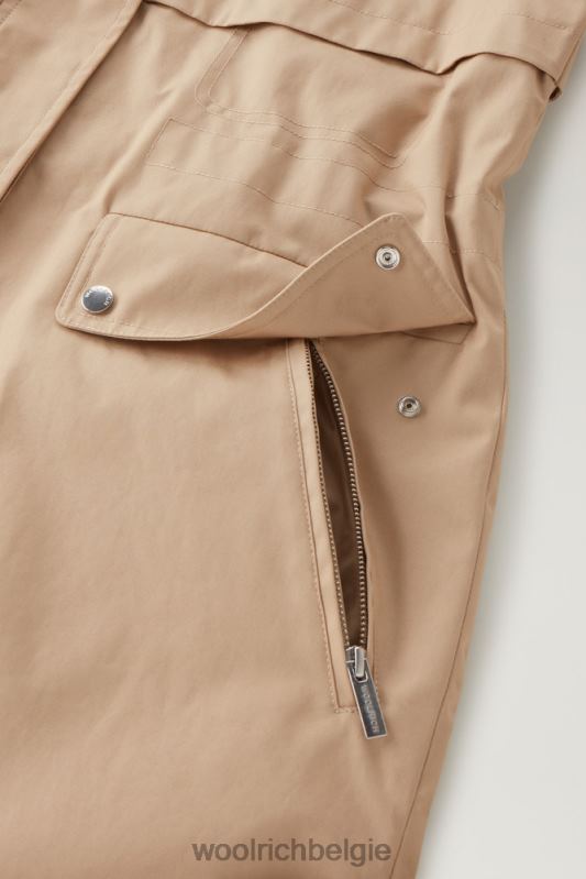 heb een zomerparka van puur katoen Woolrich vrouwen 8TTN036 veer beige kleding