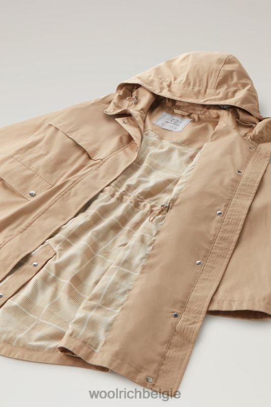 heb een zomerparka van puur katoen Woolrich vrouwen 8TTN036 veer beige kleding