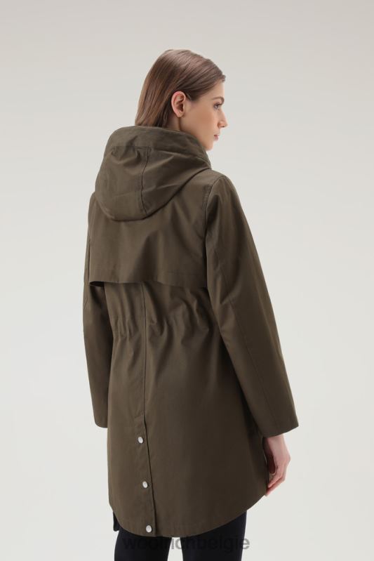 heb een zomerparka van puur katoen Woolrich vrouwen 8TTN058 donkergroen kleding