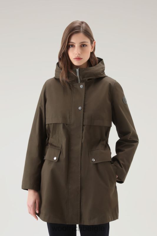 heb een zomerparka van puur katoen Woolrich vrouwen 8TTN058 donkergroen kleding