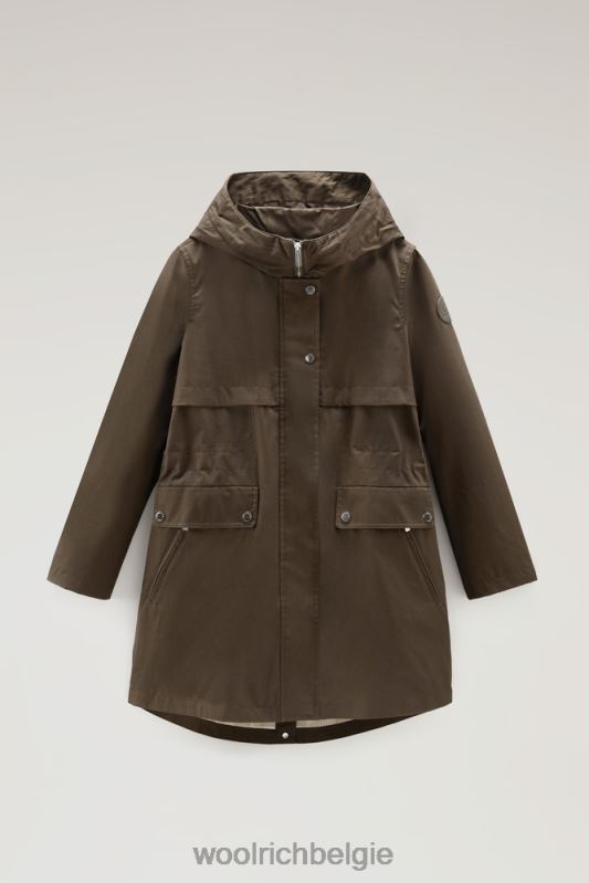 heb een zomerparka van puur katoen Woolrich vrouwen 8TTN058 donkergroen kleding