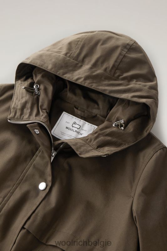 heb een zomerparka van puur katoen Woolrich vrouwen 8TTN058 donkergroen kleding