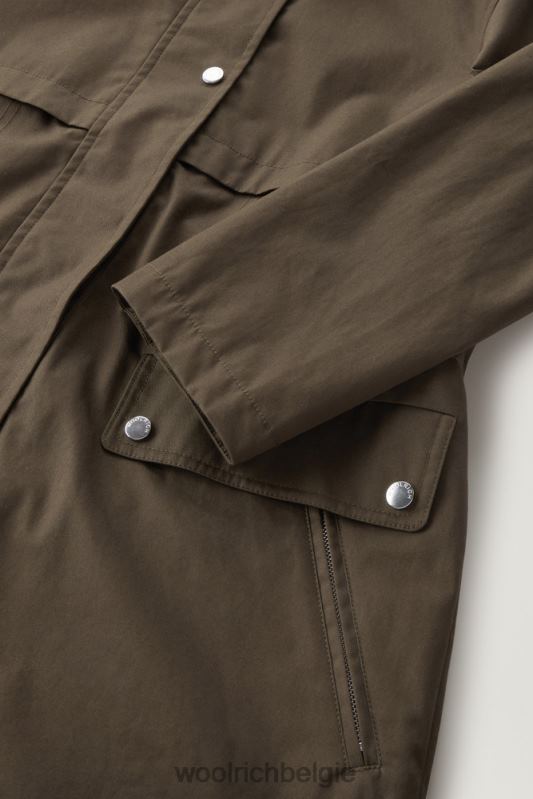 heb een zomerparka van puur katoen Woolrich vrouwen 8TTN058 donkergroen kleding
