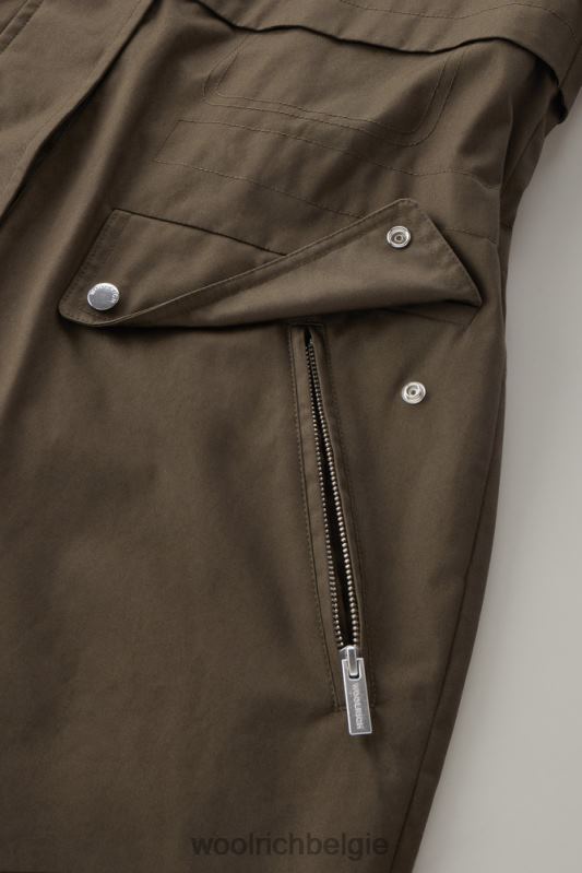 heb een zomerparka van puur katoen Woolrich vrouwen 8TTN058 donkergroen kleding