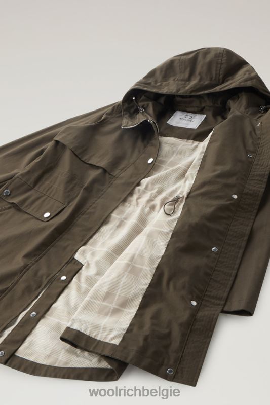 heb een zomerparka van puur katoen Woolrich vrouwen 8TTN058 donkergroen kleding
