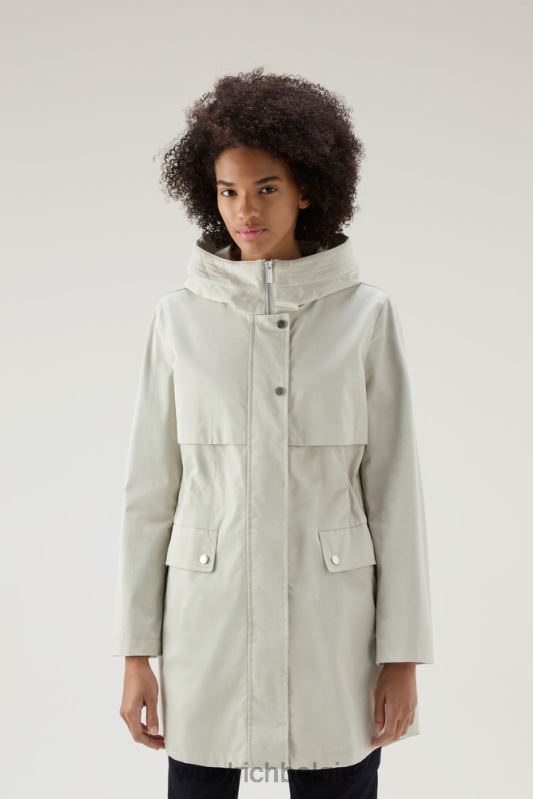 heb een zomerparka van puur katoen Woolrich vrouwen 8TTN068 maansteen kleding