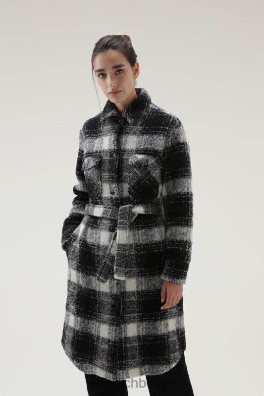 herenjas van wolmix Woolrich vrouwen 8TTN0254 zwarte ruit kleding