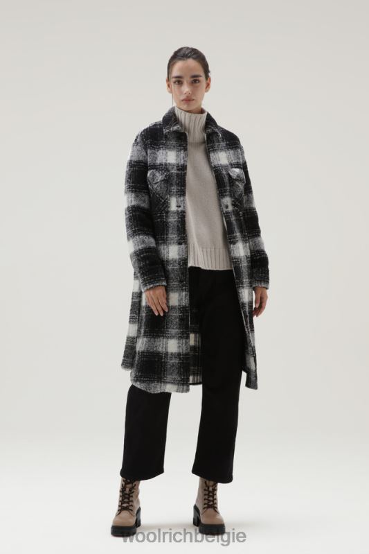 herenjas van wolmix Woolrich vrouwen 8TTN0254 zwarte ruit kleding
