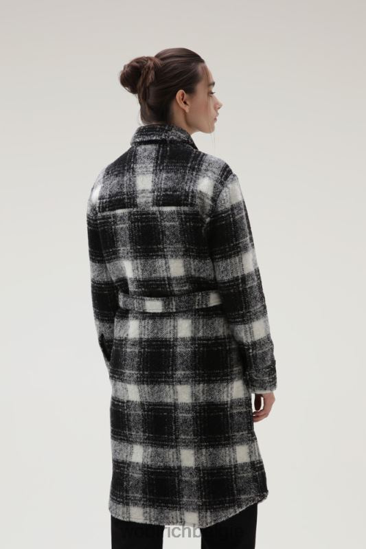 herenjas van wolmix Woolrich vrouwen 8TTN0254 zwarte ruit kleding