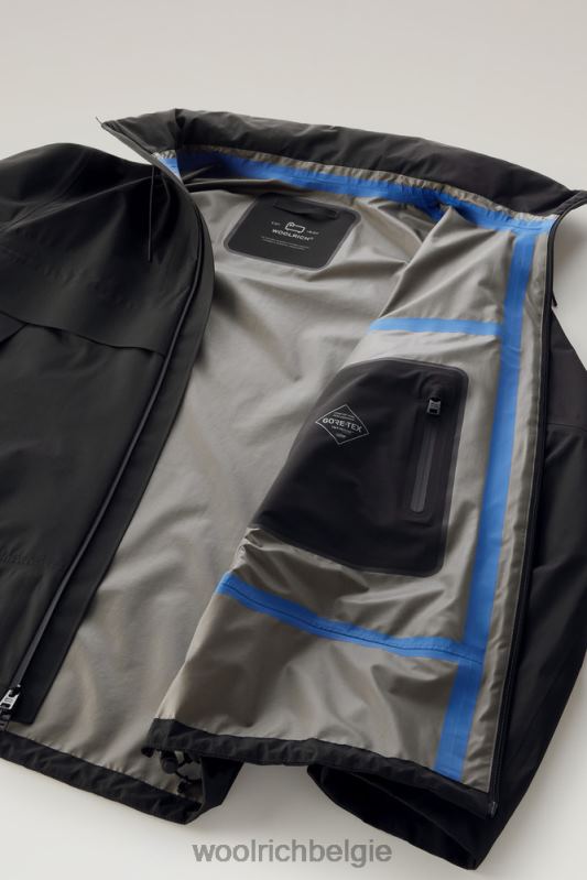 high-tech waterdichte jas van gore-tex infinium met hersluitbare capuchon Woolrich Heren 8TTN0398 zwart kleding
