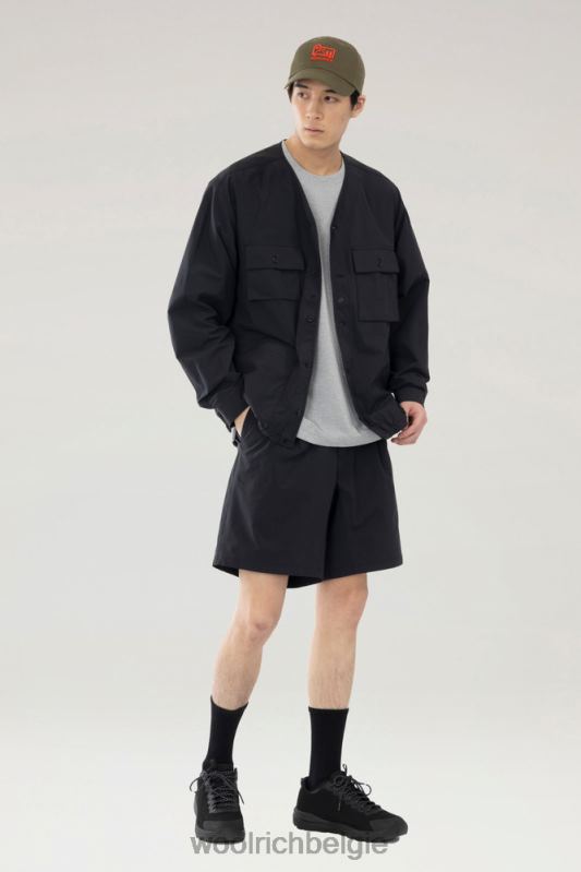 hoge ventilatieshort van stretch ripstop Woolrich Heren 8TTN0522 zwart kleding