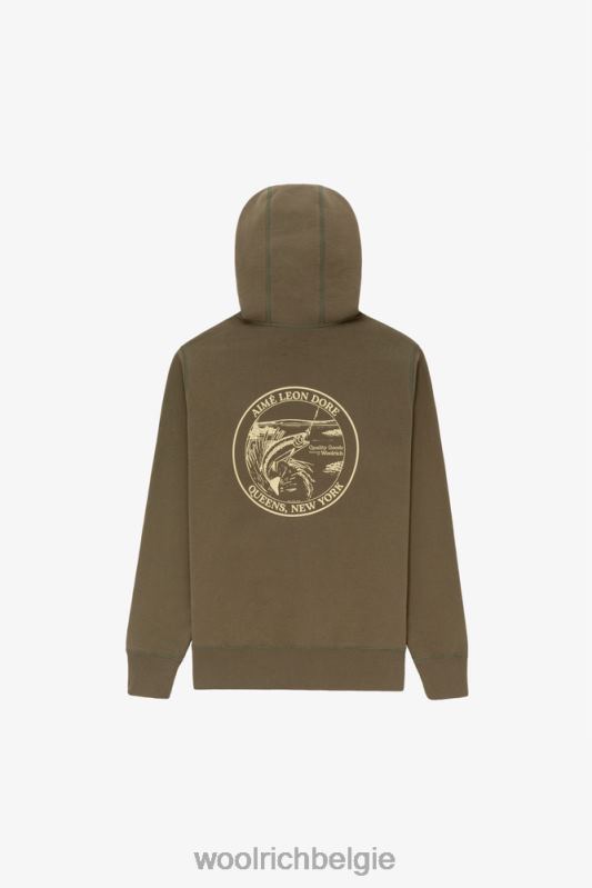 hoodie met print op de achterkant aime leon dore Woolrich Heren 8TTN0811 verbrande olijf kleding