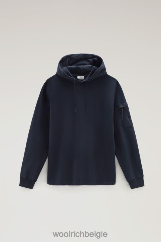 hoodie van puur katoenfleece met ritszak Woolrich Heren 8TTN0394 Melton blauw kleding