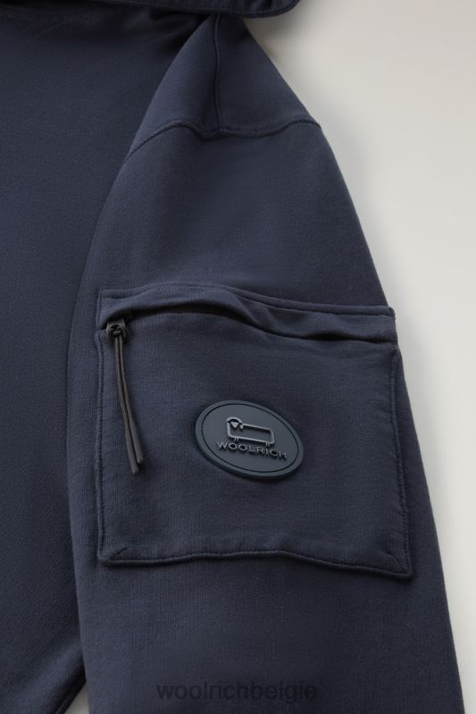 hoodie van puur katoenfleece met ritszak Woolrich Heren 8TTN0394 Melton blauw kleding