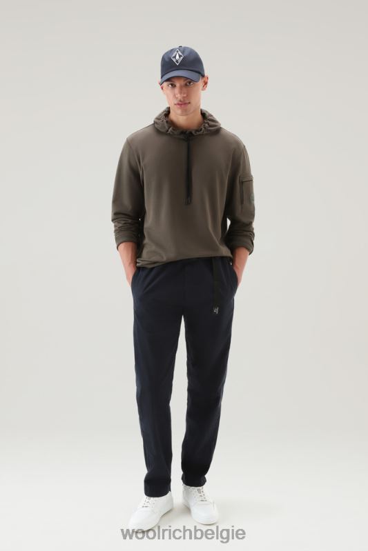 hoodie van puur katoenfleece met ritszak Woolrich Heren 8TTN0421 donkergroen kleding