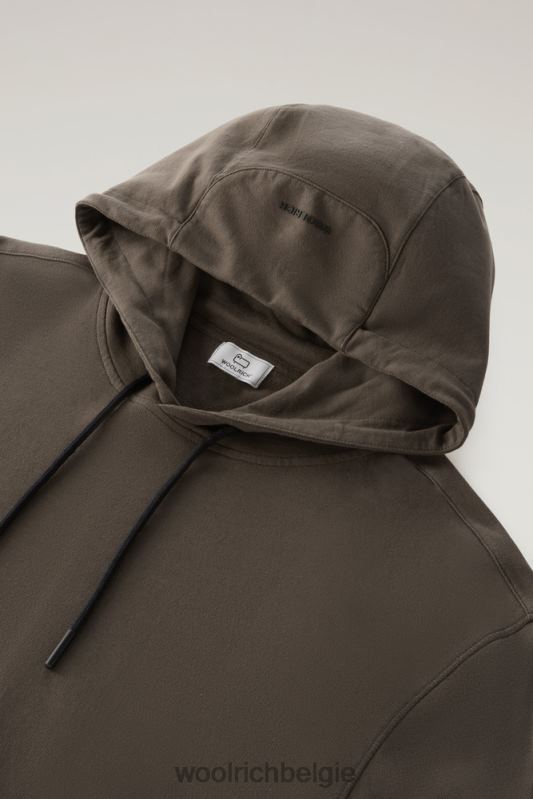 hoodie van puur katoenfleece met ritszak Woolrich Heren 8TTN0421 donkergroen kleding