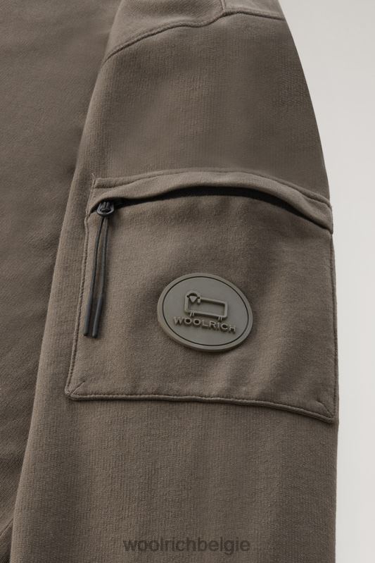 hoodie van puur katoenfleece met ritszak Woolrich Heren 8TTN0421 donkergroen kleding