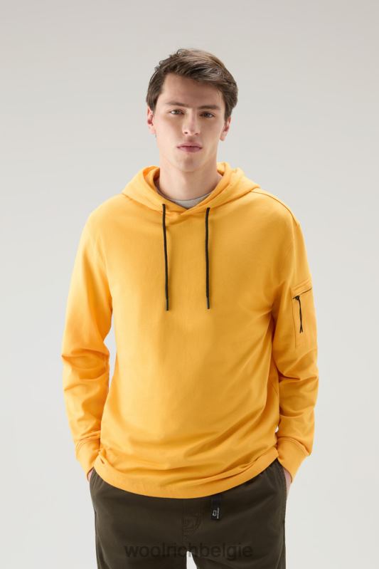 hoodie van puur katoenfleece met ritszak Woolrich Heren 8TTN0549 vuur geel kleding