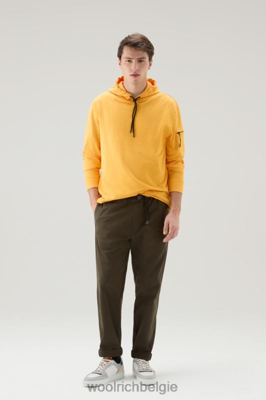 hoodie van puur katoenfleece met ritszak Woolrich Heren 8TTN0549 vuur geel kleding