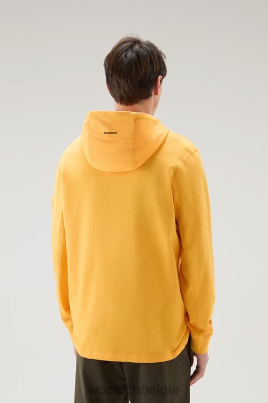 hoodie van puur katoenfleece met ritszak Woolrich Heren 8TTN0549 vuur geel kleding