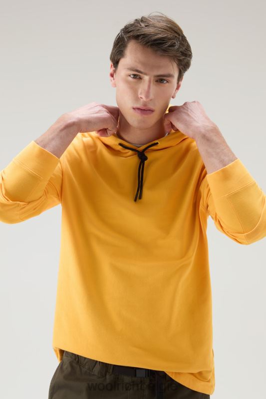 hoodie van puur katoenfleece met ritszak Woolrich Heren 8TTN0549 vuur geel kleding
