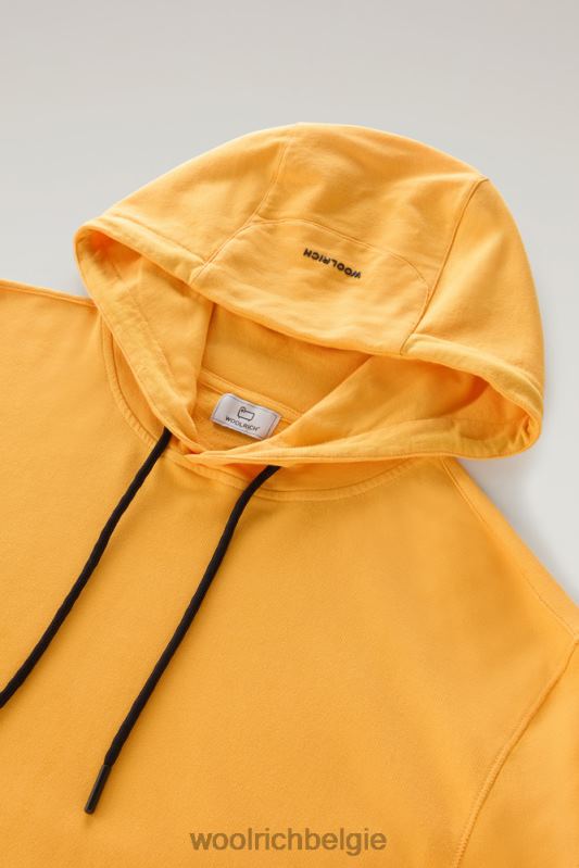 hoodie van puur katoenfleece met ritszak Woolrich Heren 8TTN0549 vuur geel kleding