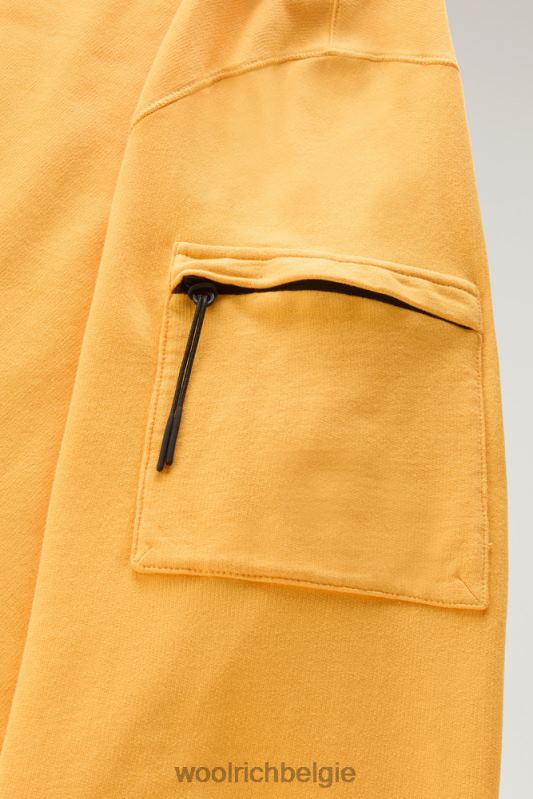 hoodie van puur katoenfleece met ritszak Woolrich Heren 8TTN0549 vuur geel kleding