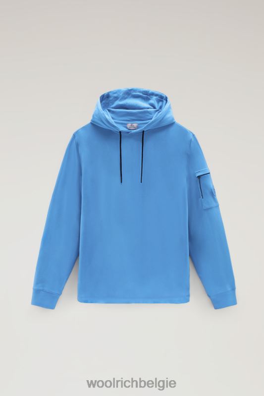 hoodie van puur katoenfleece met ritszak Woolrich Heren 8TTN0587 klokje blauw kleding