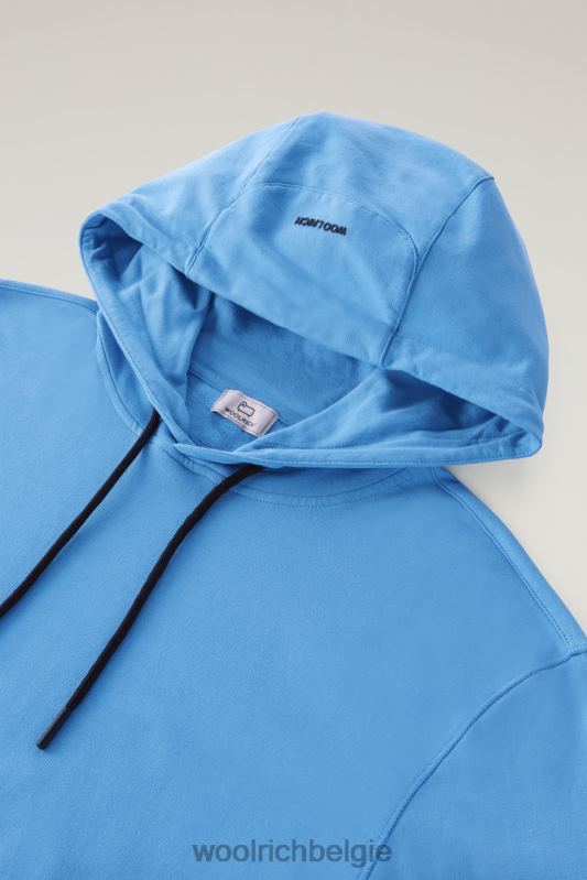 hoodie van puur katoenfleece met ritszak Woolrich Heren 8TTN0587 klokje blauw kleding