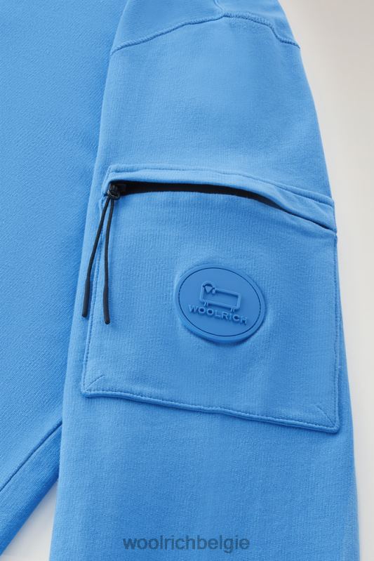 hoodie van puur katoenfleece met ritszak Woolrich Heren 8TTN0587 klokje blauw kleding