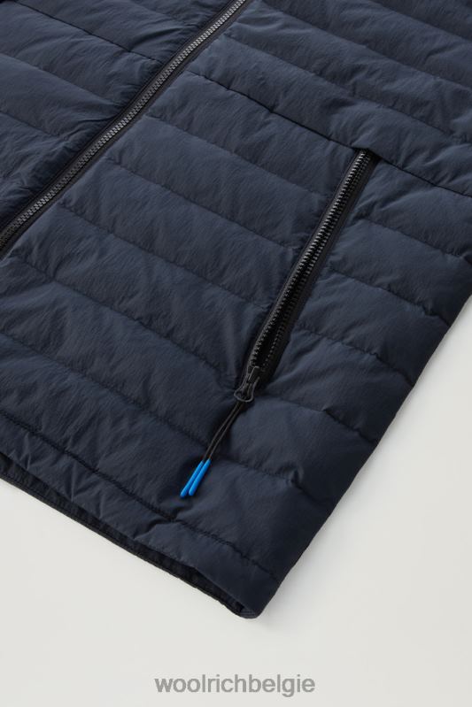hybride jack van crinkle nylon met gewatteerde voorkant en capuchon Woolrich Heren 8TTN0499 Melton blauw kleding
