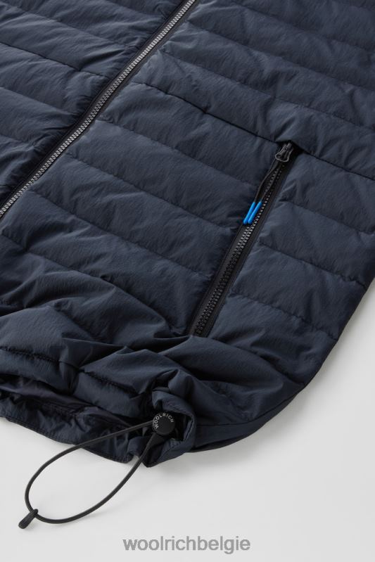 hybride jack van crinkle nylon met gewatteerde voorkant en capuchon Woolrich Heren 8TTN0499 Melton blauw kleding