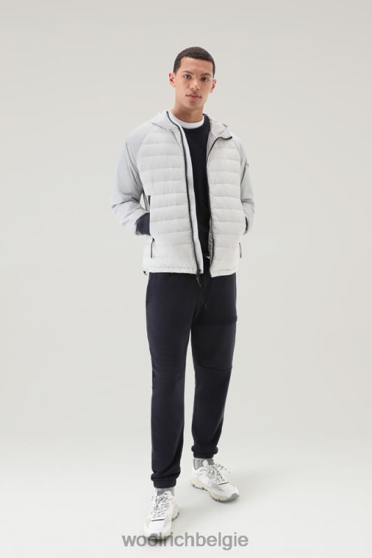 hybride jack van crinkle nylon met gewatteerde voorkant en capuchon Woolrich Heren 8TTN0501 maansteen kleding