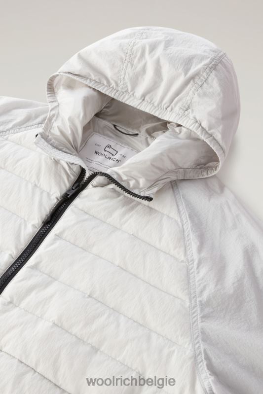 hybride jack van crinkle nylon met gewatteerde voorkant en capuchon Woolrich Heren 8TTN0501 maansteen kleding