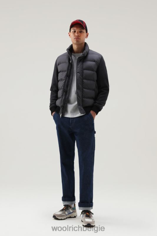 hybride jack van wolmix met gewatteerde voorkant Woolrich Heren 8TTN0725 houtskool melange kleding