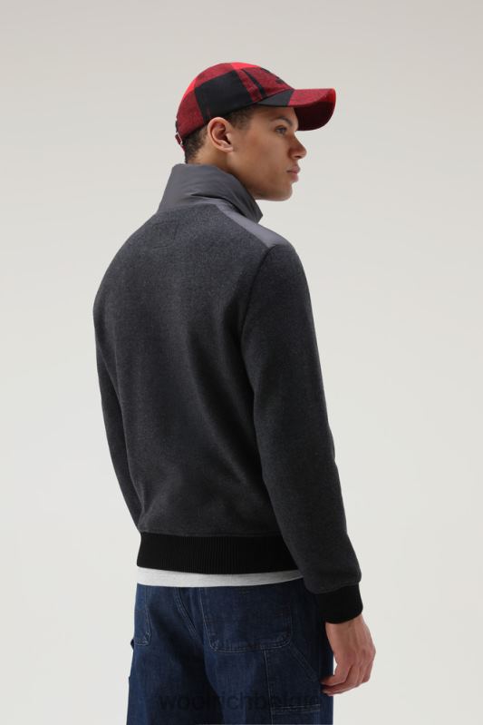 hybride jack van wolmix met gewatteerde voorkant Woolrich Heren 8TTN0725 houtskool melange kleding