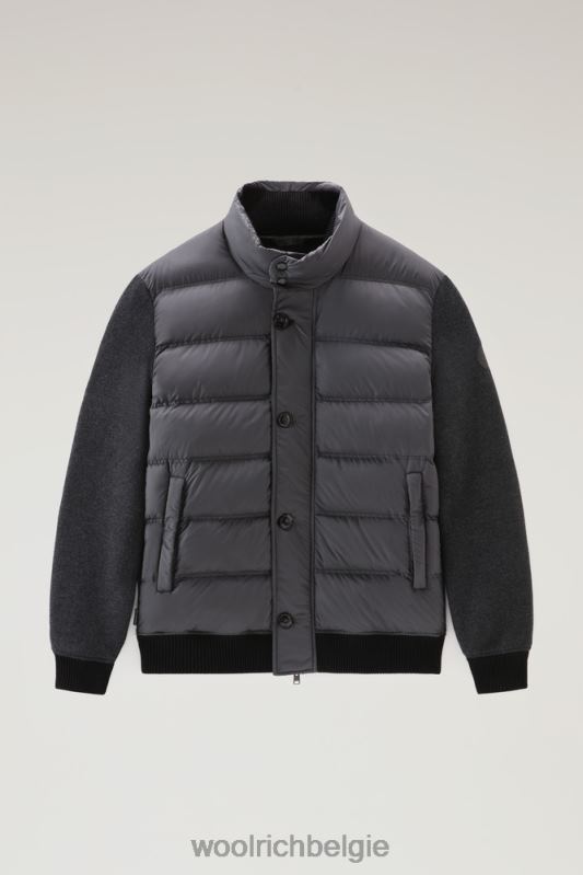 hybride jack van wolmix met gewatteerde voorkant Woolrich Heren 8TTN0725 houtskool melange kleding