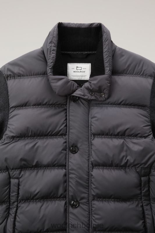 hybride jack van wolmix met gewatteerde voorkant Woolrich Heren 8TTN0725 houtskool melange kleding