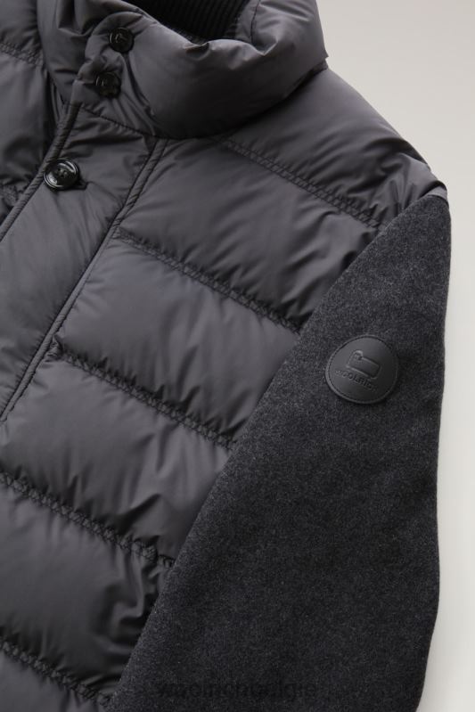 hybride jack van wolmix met gewatteerde voorkant Woolrich Heren 8TTN0725 houtskool melange kleding