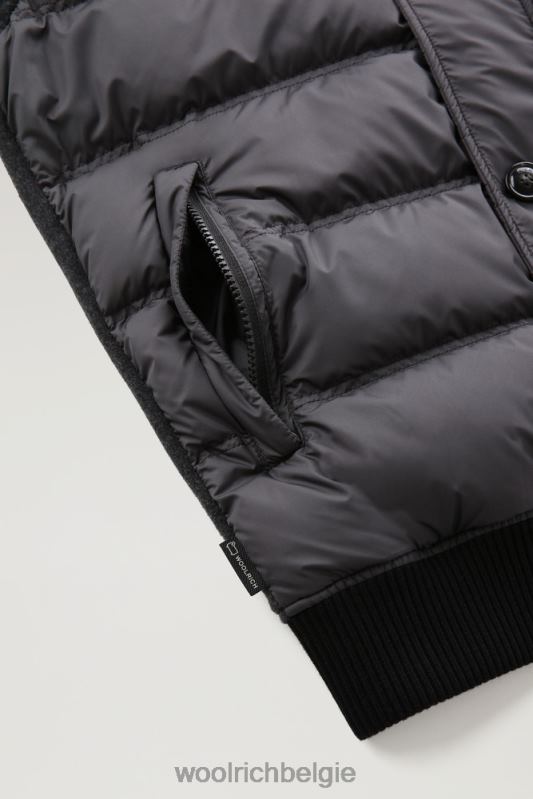 hybride jack van wolmix met gewatteerde voorkant Woolrich Heren 8TTN0725 houtskool melange kleding