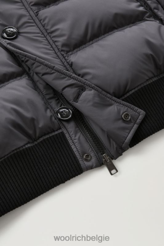 hybride jack van wolmix met gewatteerde voorkant Woolrich Heren 8TTN0725 houtskool melange kleding