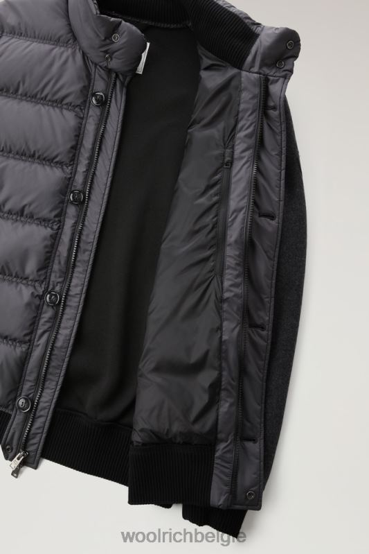 hybride jack van wolmix met gewatteerde voorkant Woolrich Heren 8TTN0725 houtskool melange kleding