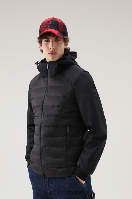 hybride softshell-jack met doorgestikte voorkant Woolrich Heren 8TTN0752 zwart kleding