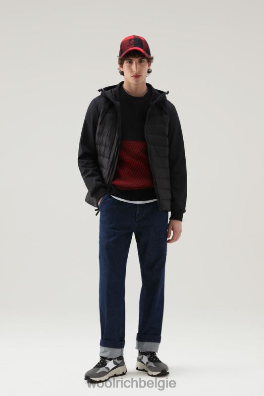 hybride softshell-jack met doorgestikte voorkant Woolrich Heren 8TTN0752 zwart kleding