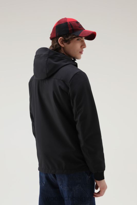 hybride softshell-jack met doorgestikte voorkant Woolrich Heren 8TTN0752 zwart kleding