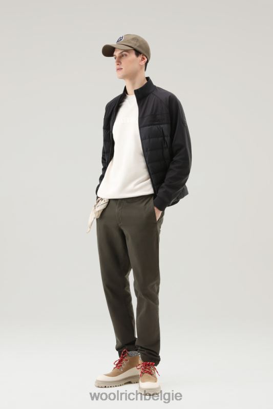 hybride sweatshirt met rits van softshell en gekreukeld nylon Woolrich Heren 8TTN0502 zwart kleding