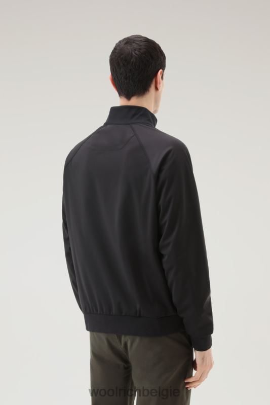 hybride sweatshirt met rits van softshell en gekreukeld nylon Woolrich Heren 8TTN0502 zwart kleding