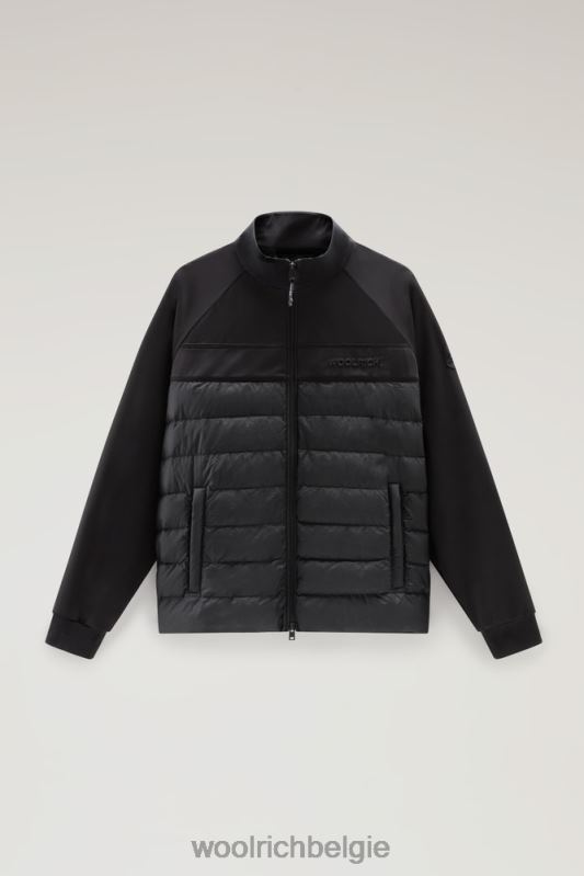 hybride sweatshirt met rits van softshell en gekreukeld nylon Woolrich Heren 8TTN0502 zwart kleding